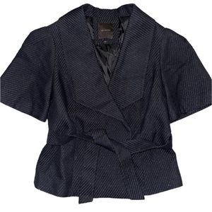 The Limited Belted Metallic Black Blazer